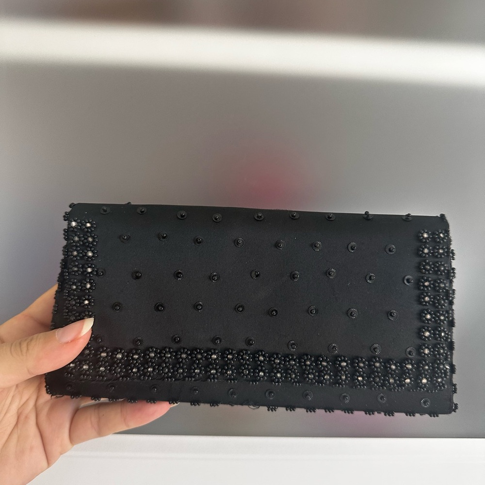 Elegant Black Beaded Women's Clutch